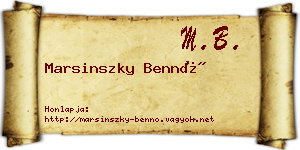 Marsinszky Bennó névjegykártya